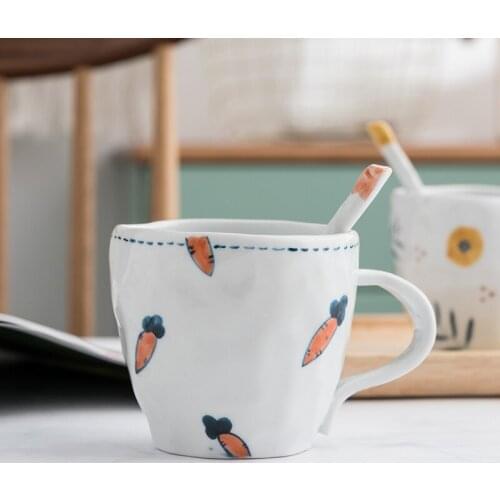 Fruit Print Coffee Mug Drinkware Coffee Mug Leaf Flower Decor Tableware Cups Flower Leaf Orange Decor