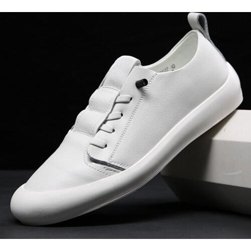 High Quality Brand Casual Shoes For Men Fashion Cow Leather Men White Black Breathable Men Sneakers Shoes