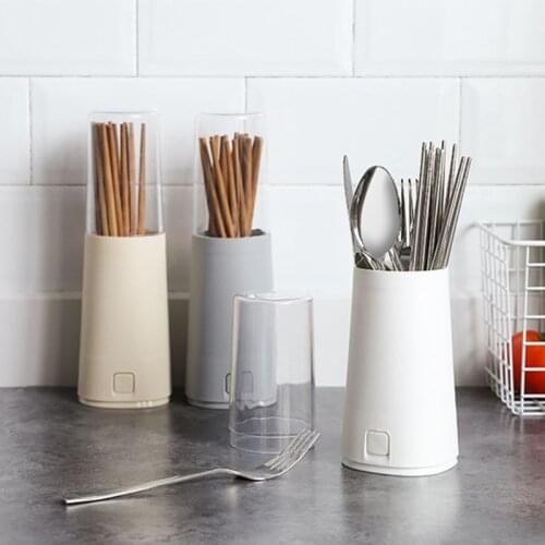 Kitchen Utensils Chopsticks Fork Spoon Draining Organizer Drainer Tableware Flatware Tools Holder With Lid