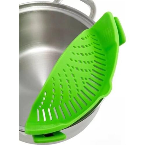 Hot sell 30pcs Creative Snap'n Strain Silica Gel Colanders Silicone Clip On Strainer Pot Side Water Filter Fit Pots Strainers