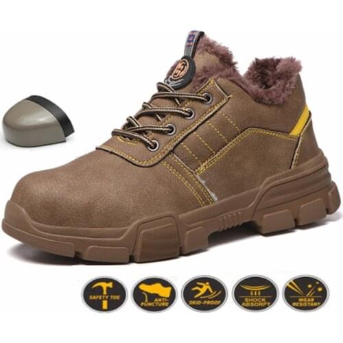 New Winter Boots Mens Sneakers Outdoor Waterproof Anti-slip and Warm Construction Safety Shoes Fashion Casual Work Shoes