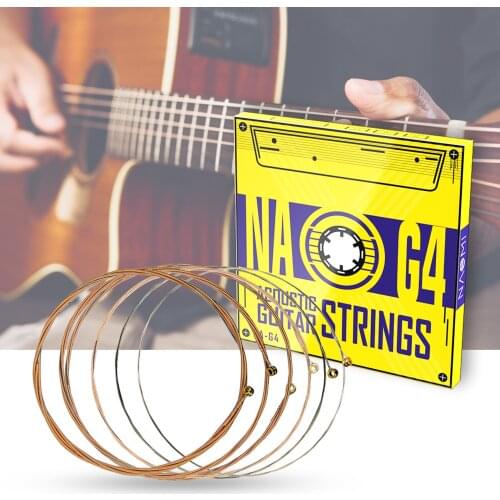 6-Piece Acoustic Guitar Strings Set with Hexagonal Steel Core Phosphor Bronze Wire Winding Harder Tension