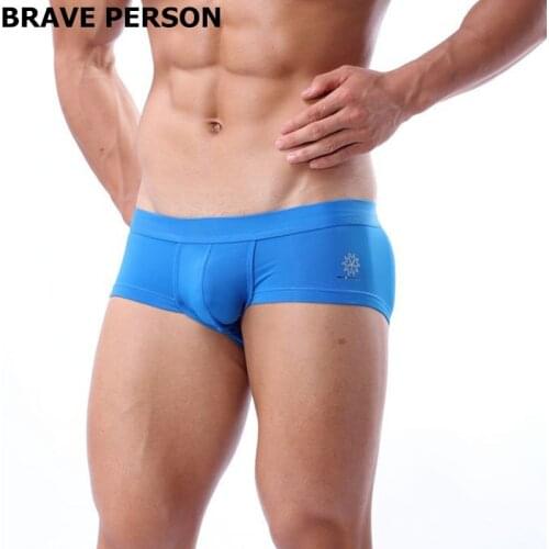 BRAVE PERSON Mens Underwear Boxer Shorts High-quality Low-waist Nylon Underpants Men Boxers Trunks 4 Color Size S M L