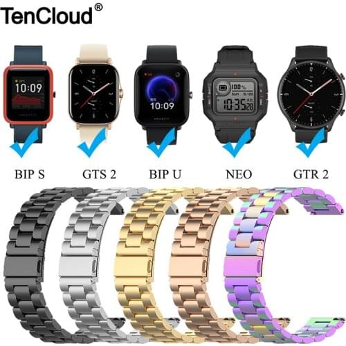 Metal Wrist Band For Amazfit BIP U/GTS 2/NEO/GTR 2 Strap For Amazfit BIP S Watch Bracelet Stainless Steel Belt Adjustable Loop