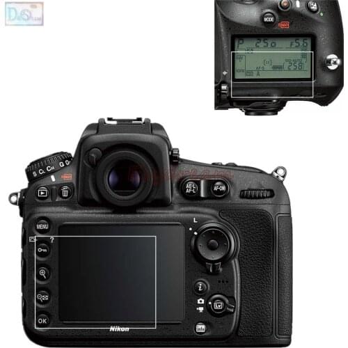 Self-adhesive Tempered Glass LCD + Film Shoulder Top Info Screen Protector Cover for Nikon D800 D800E D810 D810A Camera