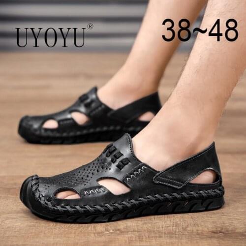 100% Genuine Leather Men Summer Sandals Classic Roman Slippers Outdoor Sneakers For Men Beach Luxury Flip Flops Water Trekking