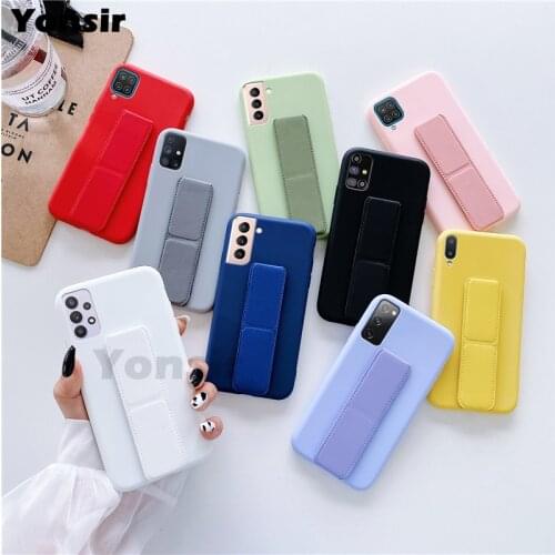 Wrist Strap Stand Phone Silicone Case For Samsung Galaxy A02S A32 A72 A52 A12 A42 A21S A41 A31 Magnetic Holder Back Cover
