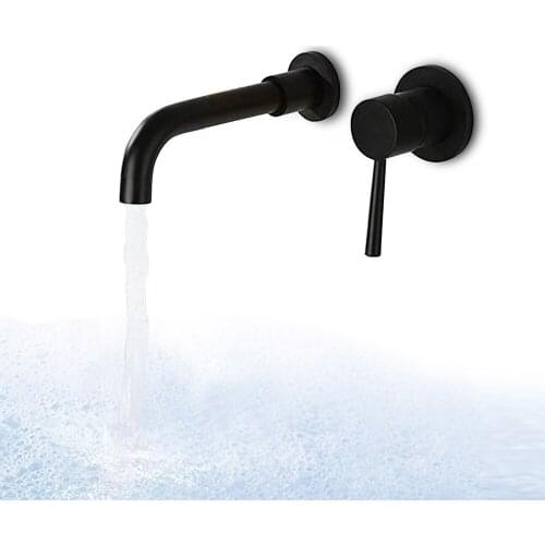 Bathroom basin faucet wall-mounted single-handle basin faucet swivel faucet matte black basin faucet