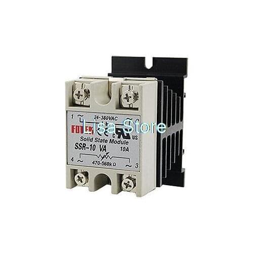 SSR-10VA 10A 24-380V AC SSR Solid State Relay Voltage Resistance Regulator w Heat Sink