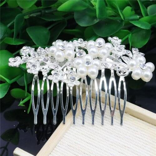 Wedding Bridal Flower Crystal Pearl Hairpin Hair Comb Hair Clips Women Girls Party Fashion Jewelry Accessories Decoration Gifts