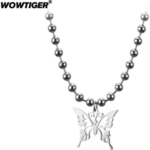 WOWTIGER New neck Bead Chain butterfly pendant Necklace Ms Necklace Women banquet birthday gift Jewelry Wholesale