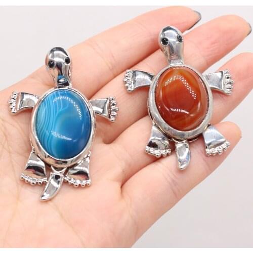 Womens Brooch Natural Stone Alloy Pendant Tortoise-Shaped For Jewelry Making DIY Necklace Bracelet Clothes Shirts Accessory