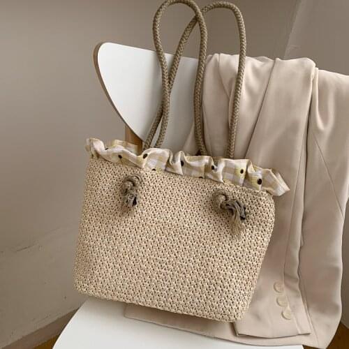 Womens Bag 2020 New Summer Korean Version of The Tide Straw Woven Large-capacity Tote Bag Ins Single-shoulder Big Bag