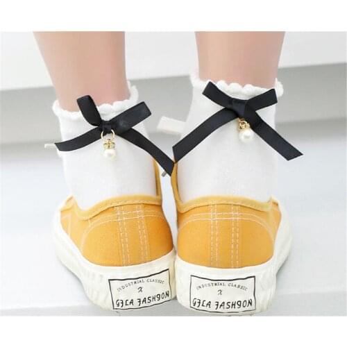 Lolita Style Japanese pearl Woman ribbons Short Socks Socking B430