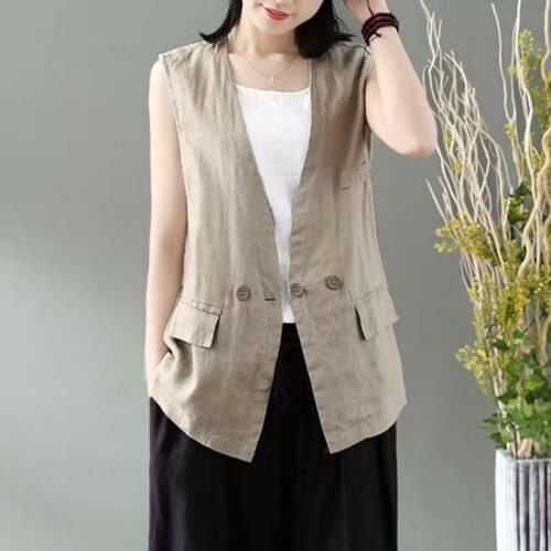 2021 Womens Wardrobe Waistcoat Wholesale Women Slim Cotton Vest Women Fake Pocket Button Women Vest Chaleco Acolchado Mujer