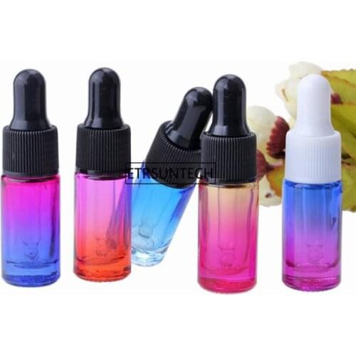 100pcs 5ml Gradient Colorful Glass Bottle Perfume Sample Pipette Bottle with Glass Dropper Tubes Essential Oil Vial F3218