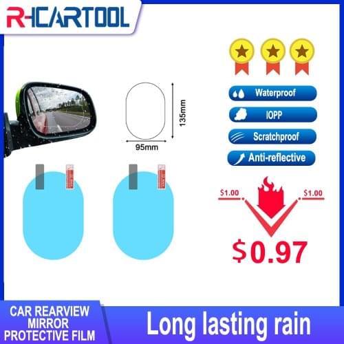 2PCS Anti Fog Car Mirror Window Clear Film Anti-Light Car Rearview Mirror Protective Film Waterproof Rainproof Car Sticker