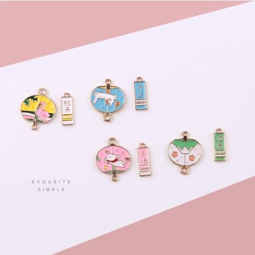 20pcs/lot Japanese lucky tag pendant alloy enamel charm DIY accessories of necklace bracelet headdress handmade fitting