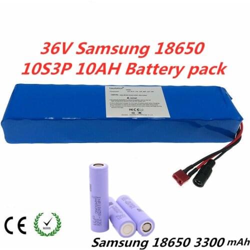 36V 10S3P 10Ah For Samsung 33G 18650 10Ah 8Ah With 15A 10S BMS 42V lithium Battery Pack ebike Electric car bicycle Motor Scooter