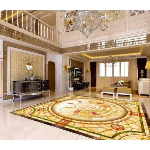 Custom 3D Floor Wallpaper Nine Fish Figure 3D Floor Bathroom Bedroom Hotels PVC Floor Sticker Mural Wallpaper Waterproof