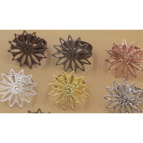 50set--25MM filigree wrap adjustable ring for jewelry findings(05722)-color option