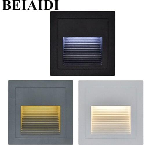 BEIAIDI 8pcs Outdoor Led Step Stair Light Footlights 3W Embedded Wall Stair Lamp Waterproof Villa Hotel Plaza Stairway Lamp