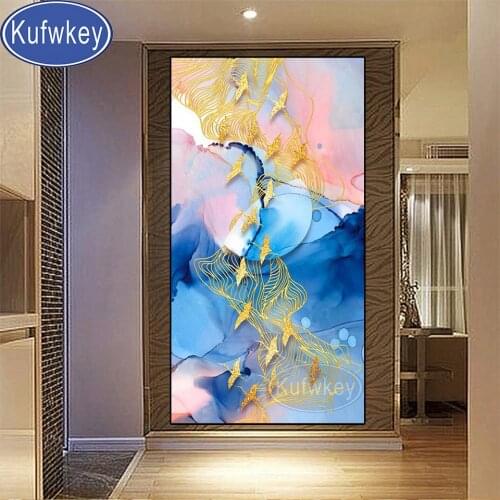 Big Size Diamond Painting Blue sea Golden Bird Seagull 5d Diy diamond Art 3d Picture Of rhinestone Diamond embroidery ,home Art