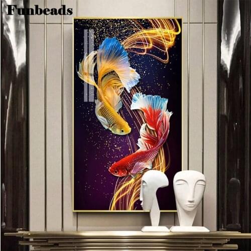 DIY Diamond Painting Hot selling home art, colorful goldfish cross stitch full square round diamond embroidery painting FF3963