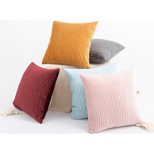 Striped Geometry Velvet Throw Pillows 45*45 Waist Cushion Cover Sofa Home Bedroom Decorative New Year Kussenhoes Decoration