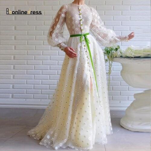 Elegant Tulle Prom Dresses 2020 Puffy Sleeve A Line Belt Maxi Evening Dress Formal Gown Elegant Party Dress Vestidos de festa