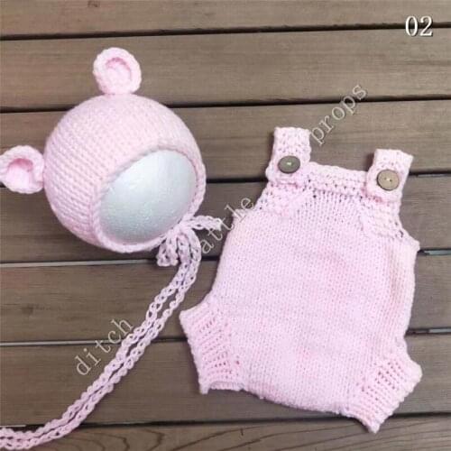 Pants & hat newborn photography props Milk cotton wool yarn hand made Baby Photography clothing
