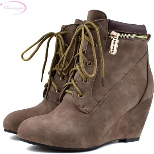 Chainingyee Women's Wedge Ankle Boots