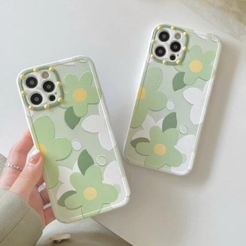 Vintage Soft Shell Flowers Phone Case for iPhone 12 11 12 Pro Max XS Max X XR 7 8 Plus Cute Daisy Flower Soft Tpu Matte Cover
