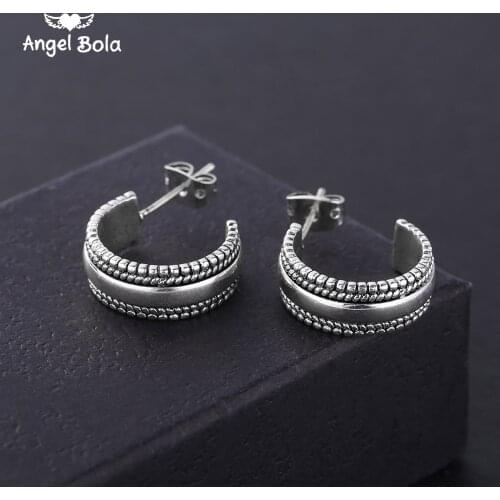 Boho Ancient Silver Color Buddha Earring for Women Trendy Circle Round Small Earring Stud Earing Aretes Jewelry Gifts