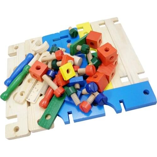 Baby Preschool Educational Wooden Combine Tools Nuts Sets Children Toys Gift - Pounding Tool Kit - Screwing Construction Toy