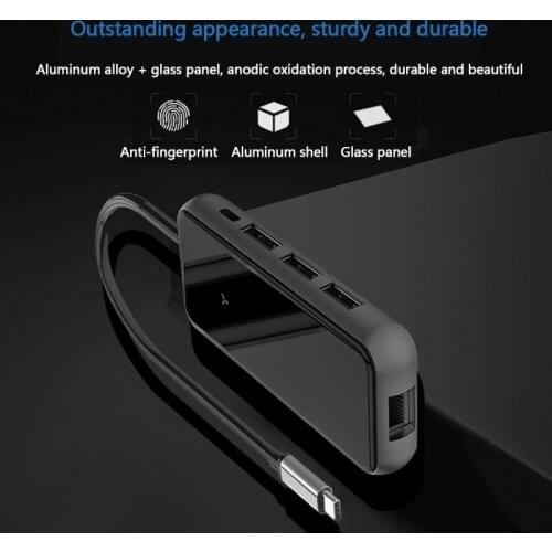 USB Hub 8 in 1 USB3.0 Type C Splitter Docking Station Gigabit Net HDMI-Compatible HDD PD SD TF Slots Fast Charging