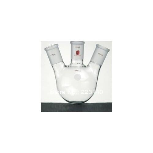 Flask, Three neck, Angled, Capacity:250ml, Center joint:19/22, Side Joint:19/22 F439250