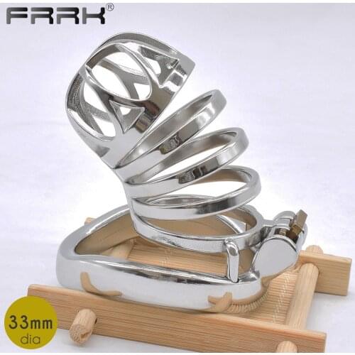 FRRK Large Penis Cage Brutal BDSM Cock Rings Metal Male Chastity Device Bondage Kinky Adult Sex Toys for Mens Denial Pleasure