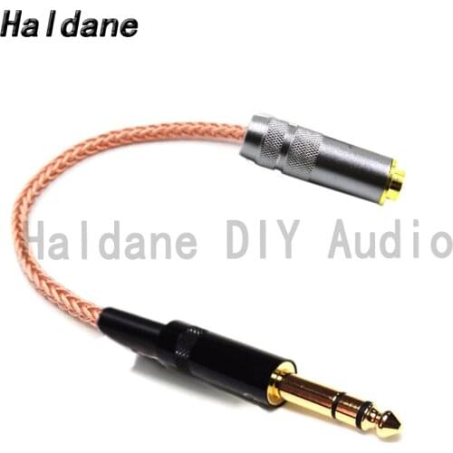 Haldane 6.35mm TRS 3pole Male to 4.4mm TRRRS Balanced Female OCC Single Crystal Copper Audio Adapter Cable 6.5 to 4.4 Connector