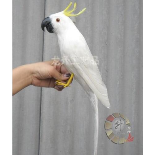 Artificial feathers bird cacatua galerita about 43cm white parrot toy model home decoration Performing prop gift h1095