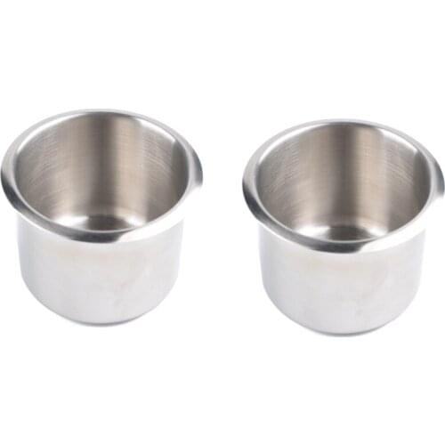 2PCS Marine Boat Yacht RV Recessed Cup Drink Can Holder Stainless Steel Drop-in Cup Holder