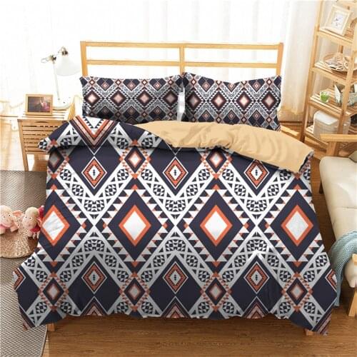 Retro Ethnic Style Geometric Print Bed Linen 3D Plaid Custom Duvet Cover Set Queen King Size Bed Cover Qulit Cover For Woman Man