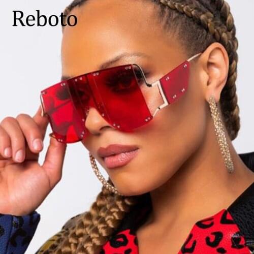 Oversized Sunglasses Women Big Frame Fashion Luxury Brand Clear Shades Glasses Vintage Metal Sunglasses Female Eyewear UV400