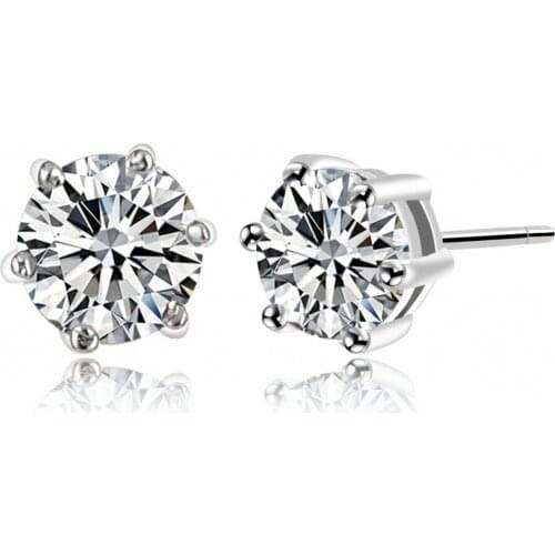 New Fashion Sale Small Crystal Stud Earrings For Women Silver Color Zircon Crystal Metal Earring Female Jewelry Gift Wholesale