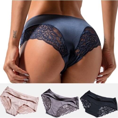 New Panties Womens Lace Female Underwear Sexy Bikini Underwear Woman Plus Size Erotic Lingerie Mid-Rise Silky Panties