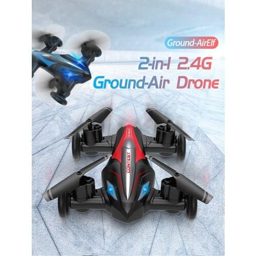 Upgrade 2.4G 2 In 1 Rc Drone land and air Quadcopter Helicopter car Multi-functional Aircraft Vehicle Toys