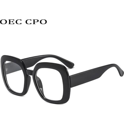 OEC CPO Oversized Square Optical Glasses Women Vintage Transparent Lens Glasses Frame Prescription Clear Eyeglasses Frames Unise