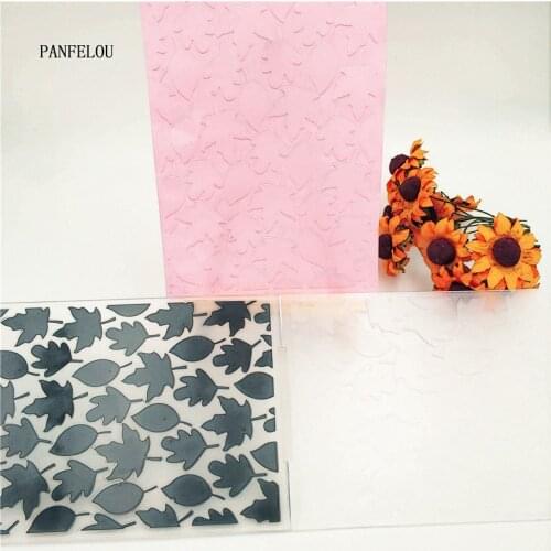 PANFELOU Leaf pine cones Embossing folders Plastic For Scrapbooking DIY Template Fondant Cake Photo Album Card Making
