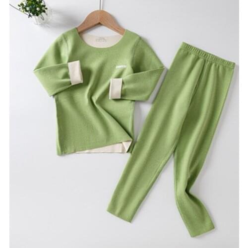 Boys Girls Pajamas Set 37° Constant Temperature Thermal Underwear Children Long Johns Autumn Winter Kids Cation Fluff 13 14 15Y