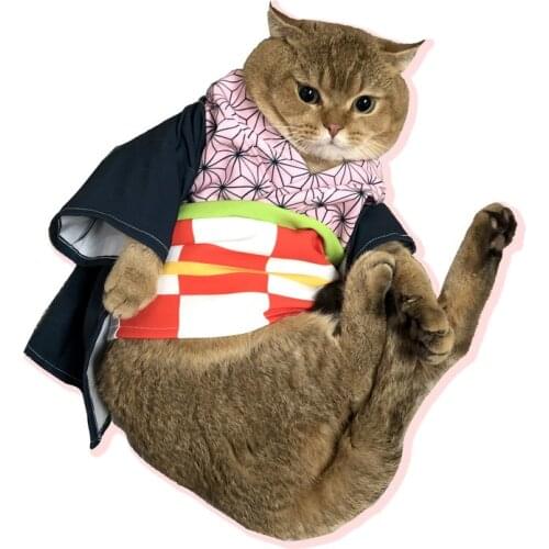 Anime Demon Slayer Kimetsu No Yaiba Cats Kamado Tanjirou Cosplay Cape Costumes Full Sets Agatsuma Zenitsu Orange Cape Suits